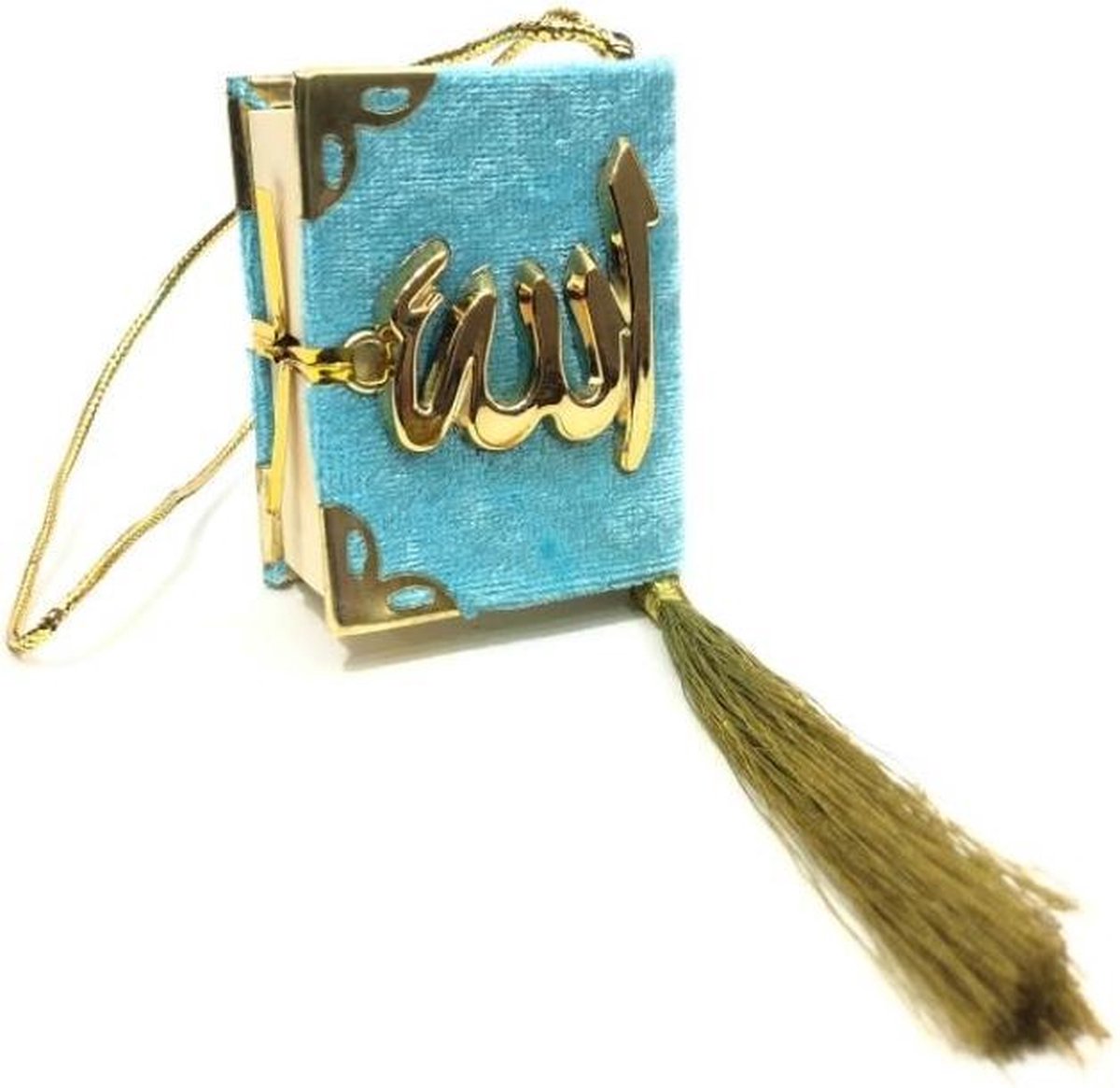 Fluwelen Koran voor auto Turquoise Goud