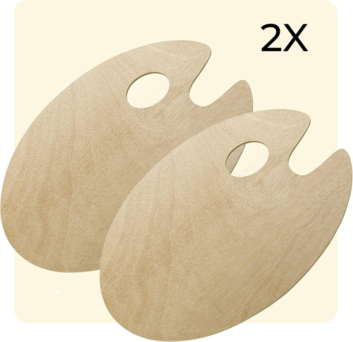 Ayoo Twee Houten Schilderspaletten - Per twee verpakt - Schilderspalet - Mengpalet - One size fits all - 2X