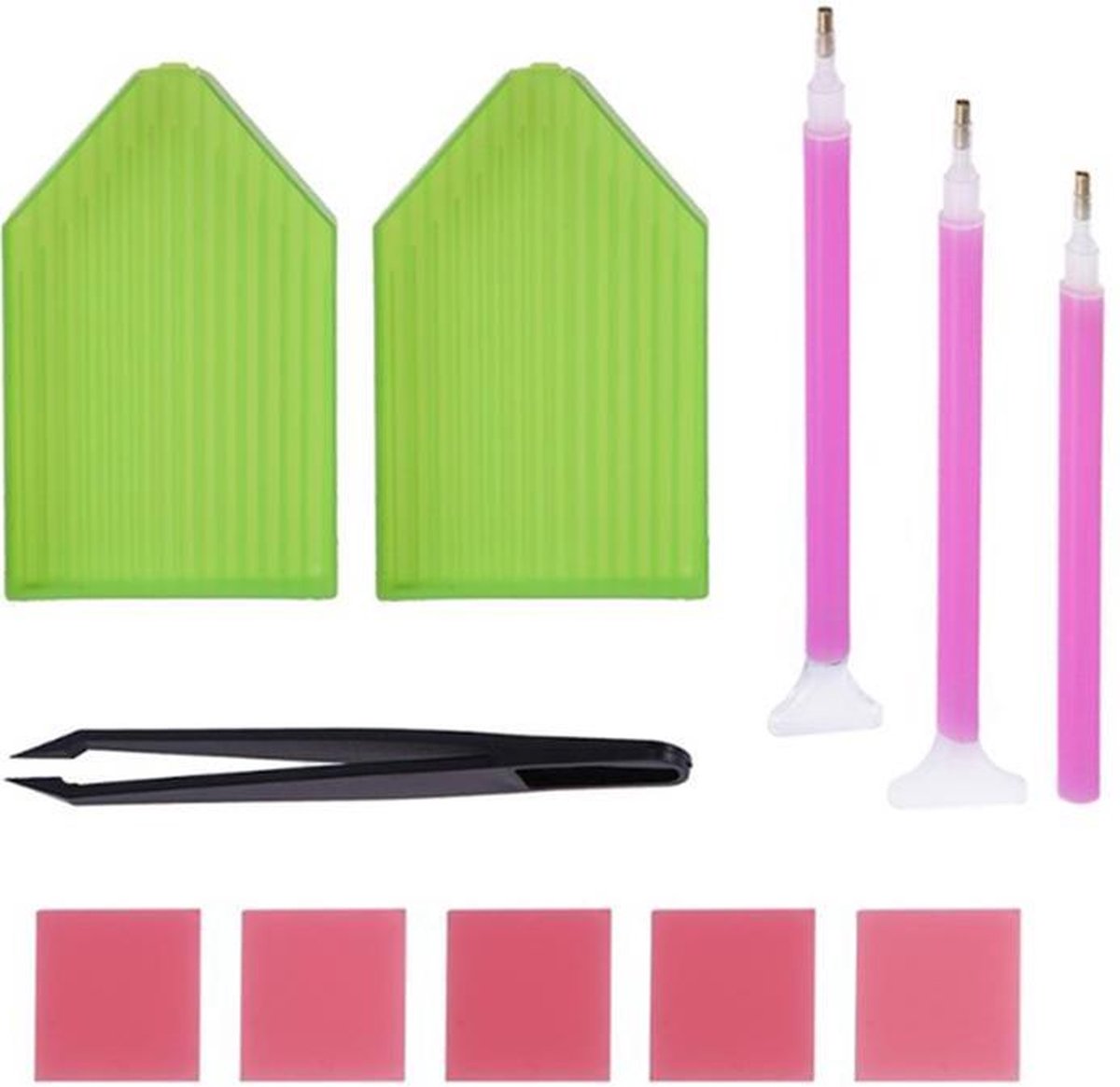 Diamond Painting - Toolset/kit - Pincet - Plastic Bakje - Wax - Pen en 10 gripzakjes