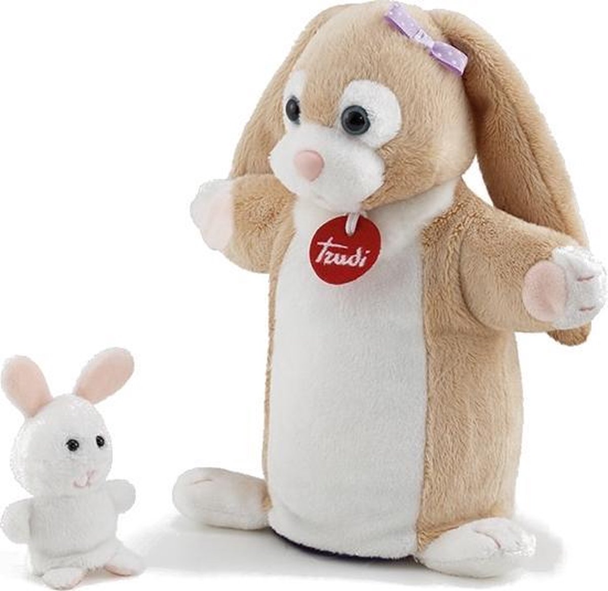 Trudi Hand- En Vingerpop Konijn Wit/ Bruin 23 Cm