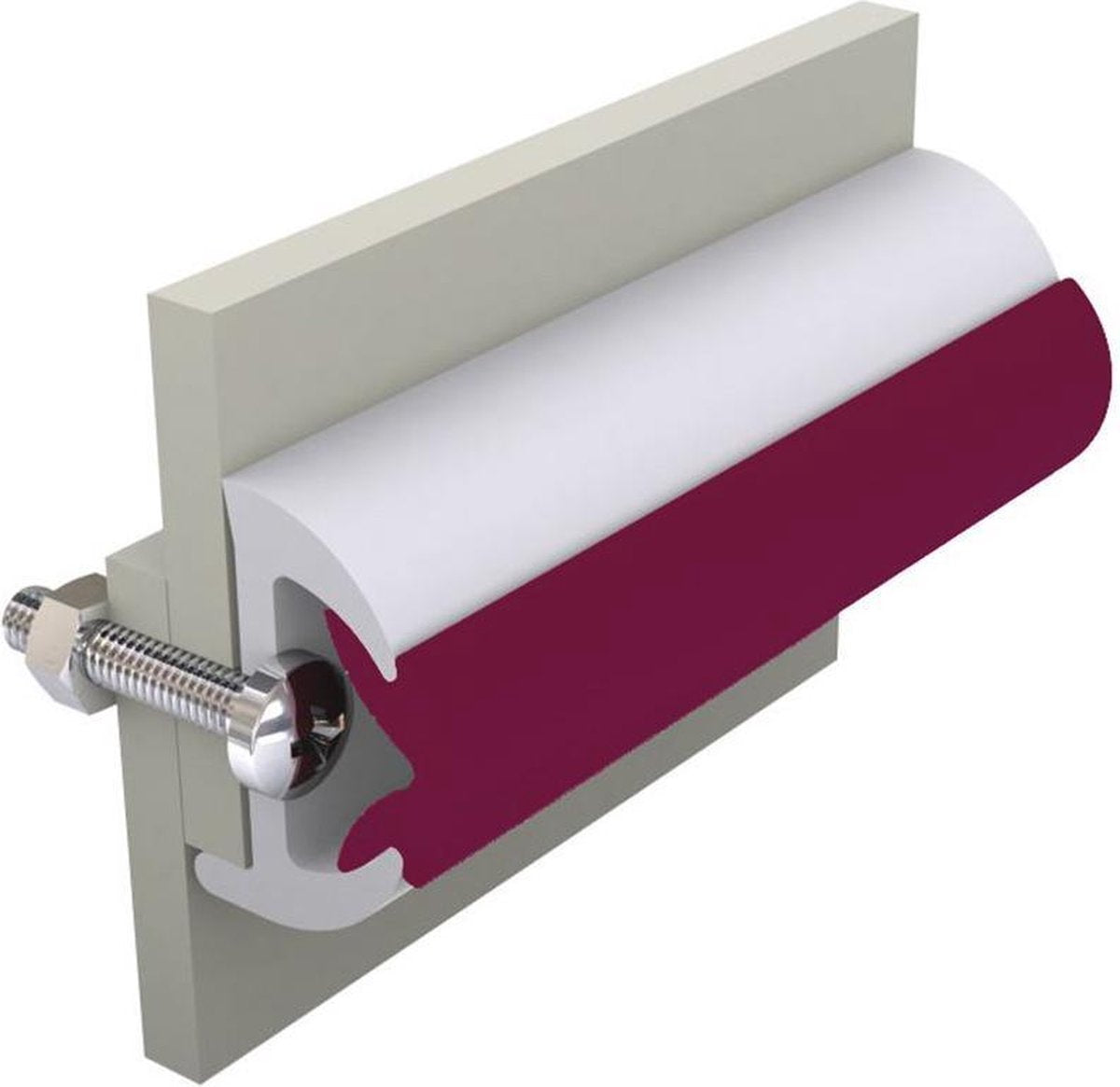 Stootlijst SET POLY3528 20 Mtr Wit met Wijnrode bies