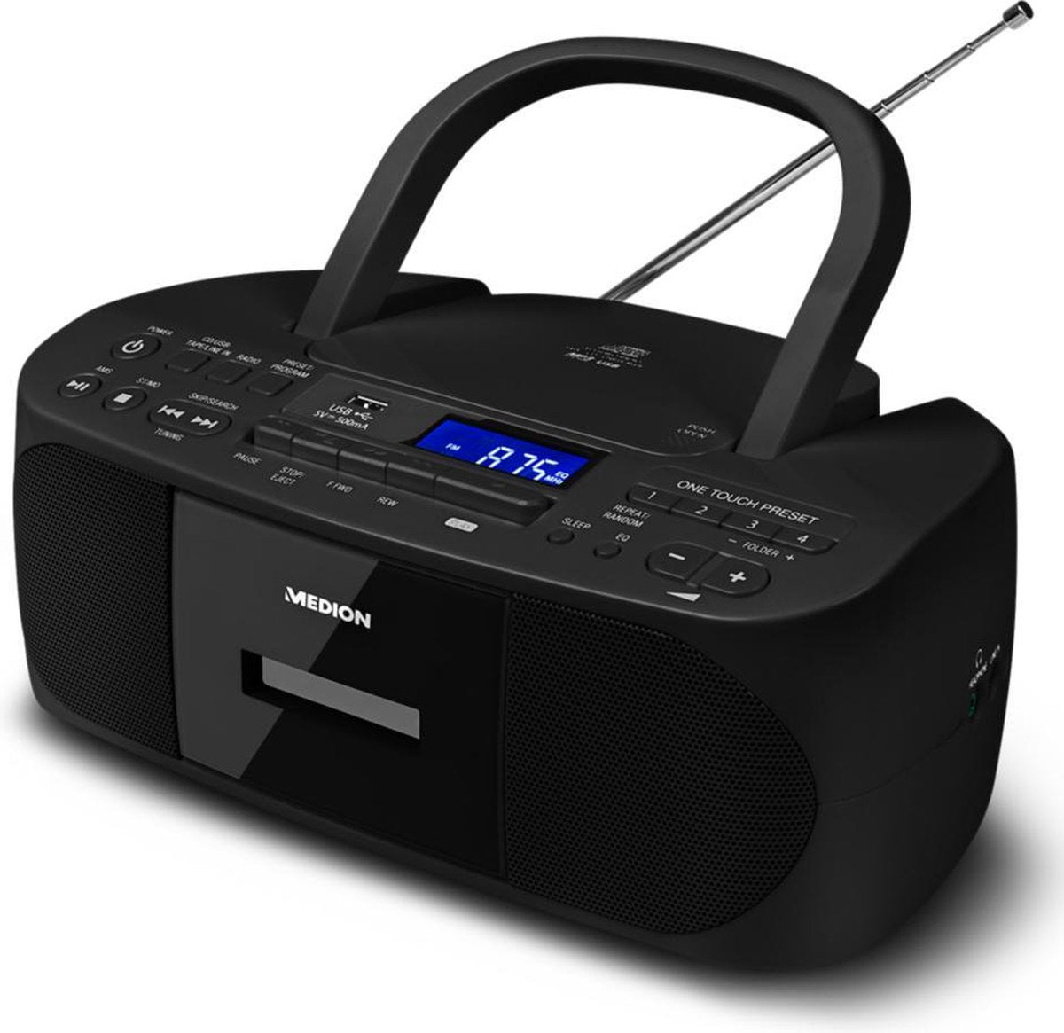 MEDION LIFE E64070 draagbaare stereo FM radio | CD/MP3/USB/Cassette speler | AUX in | 2x3 Watt