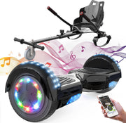 Evercross Hoverboard 6.5 Inch | Flits Wielen | Bluetooth Speaker | LED verlichting | Zwart + Hoverkart Zwart