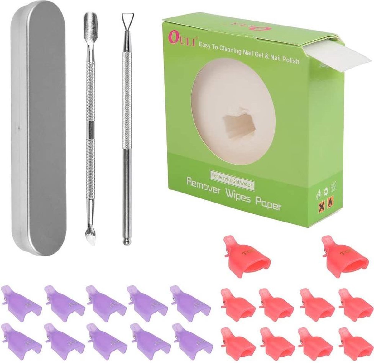 522 PCS Nagellak Remover Clips Set Inclusief 20 Pack Teen en Vinger Gel Nagellak Remover