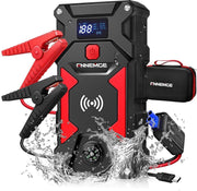 FNNEMGE Auto Jumpstarter – Jump Starter – Acculader –Multifunctionele Powerbank - 8L Benzine of 6.5L Diesel – Inclusief Opbergtas en Sigarettenaansteker - Zwart/Rood