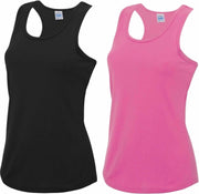 Voordeelset -  lichtroze en zwart sport singlet voor dames in maat X-large(42) - Dameskleding sport shirts