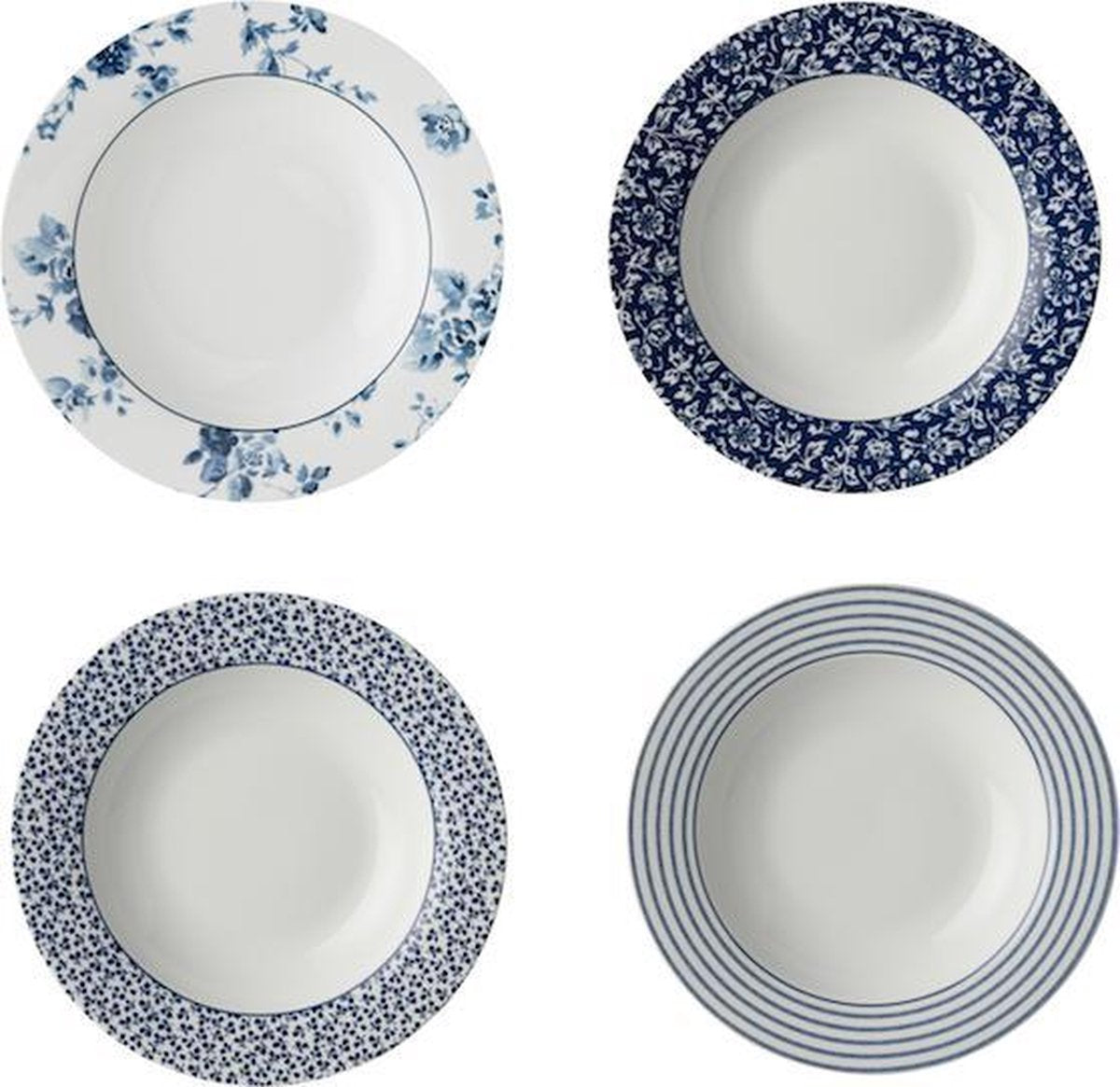 Laura Ashely Blueprint Collectables set van 4 Diepe Borden 22 cm