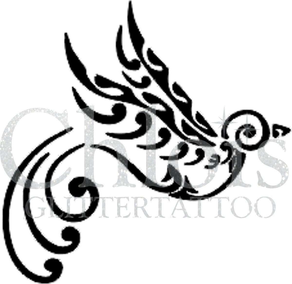 Chloïs Glittertattoo Sjabloon 5 Stuks - Elegant Bird - CH1705 - 5 stuks gelijke zelfklevende sjablonen in verpakking - Geschikt voor 5 Tattoos - Nep Tattoo - Geschikt voor Glitter Tattoo