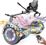 Evercross Hoverboard 6.5 Inch | Flits Wielen | Bluetooth Speaker | LED verlichting | Hiphop + Hoverkart Zwart