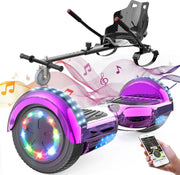 Evercross Hoverboard 6.5 Inch | Flits Wielen | Bluetooth Speaker | LED verlichting | Roze Chroom + Hoverkart Zwart