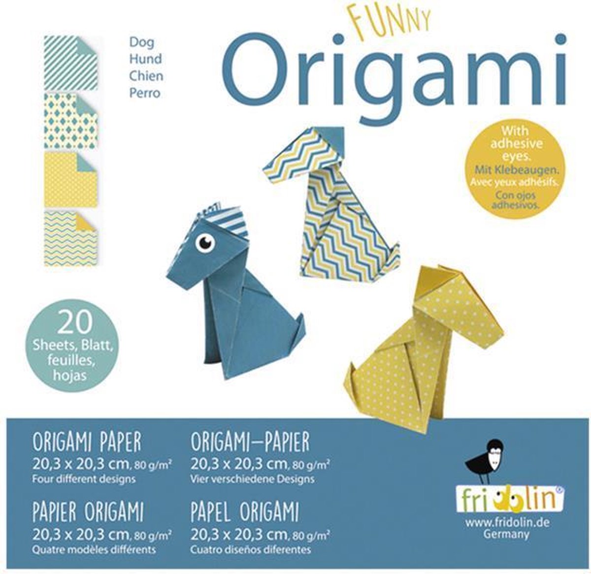 Fridolin Origami Hond Vouwen 20 X 20 Cm 20 Stuks Multicolor