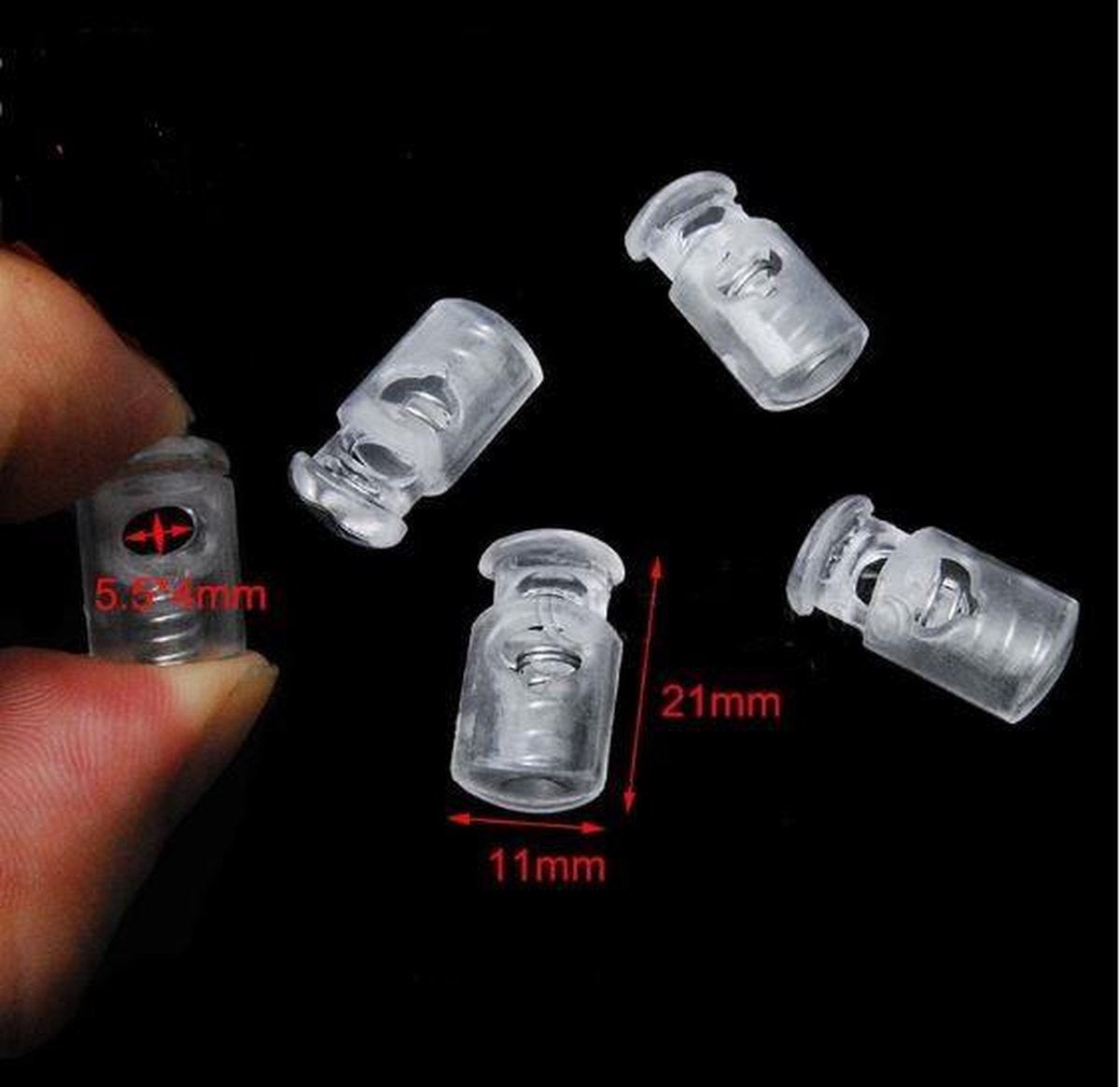 Allesvoordeliger Cord lock transparant - koordstopper doorzichtig - per 5 stuks