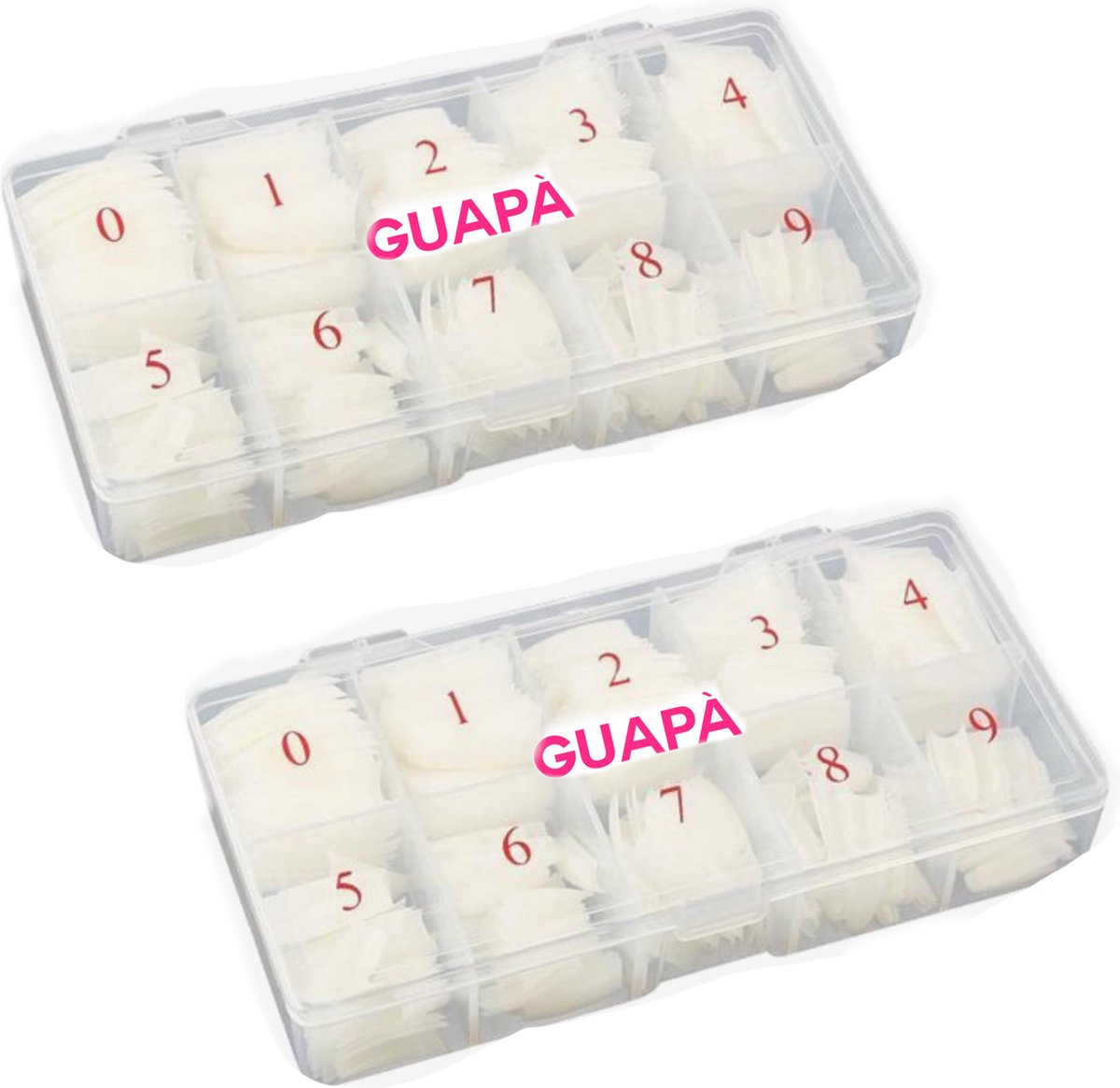 GUAPÀ - Nagel Tips Kunstnagel Set 1000 Stuks voor het verlengen van je nagels - Acryl en Gel - 2 x 500 stuks Naturel