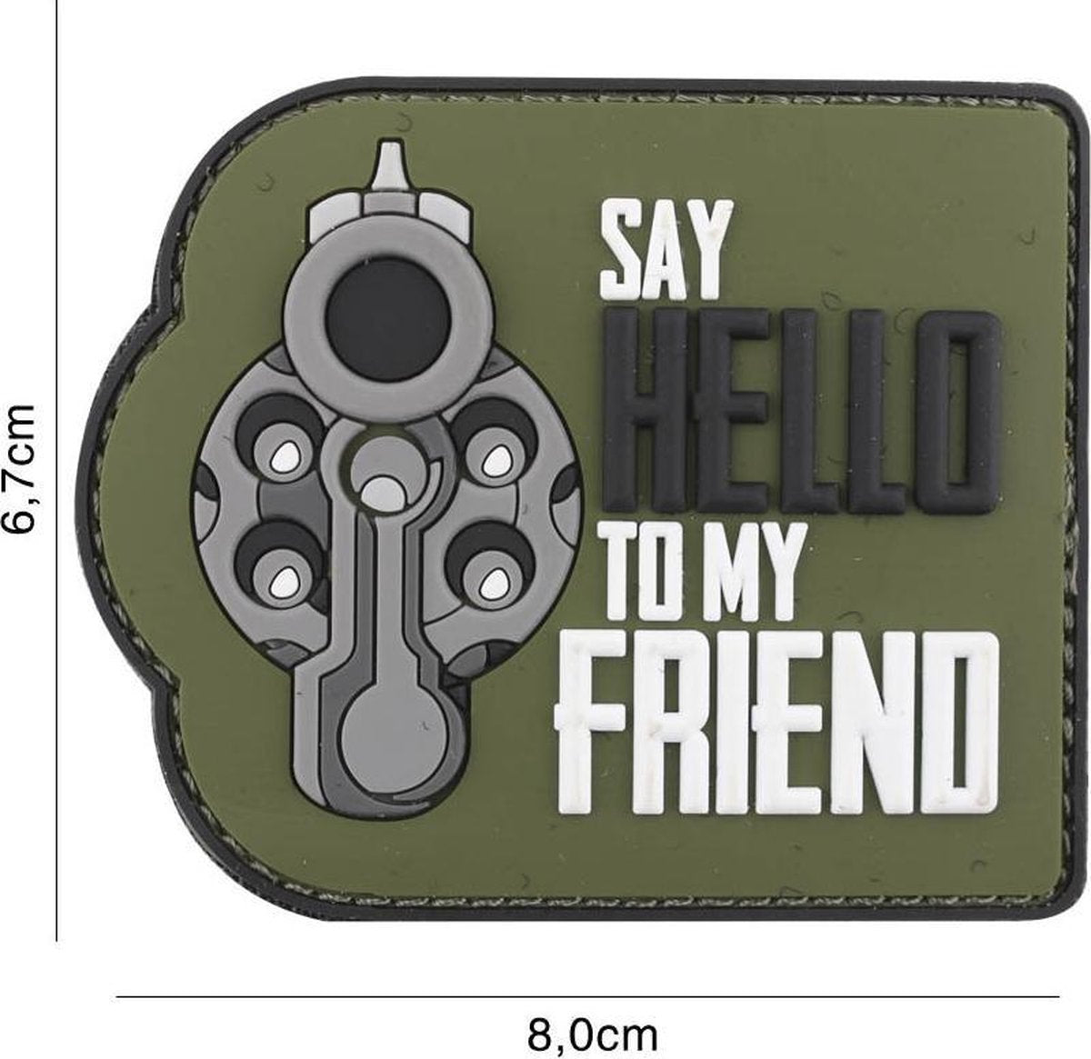 Embleem 3D PVC Say Hello groen