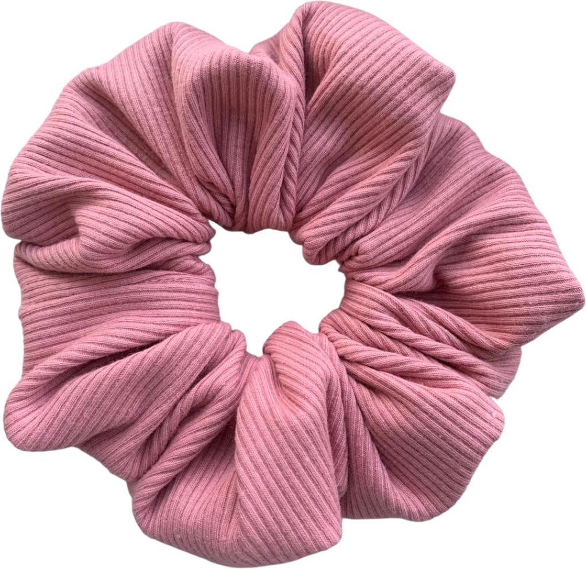 Scrunchie - XL - Oversized - Ribstof - Effen - Mauve - Diameter circa 16 cm - 95% katoen