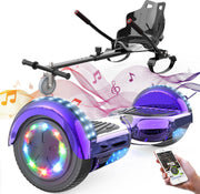Evercross Hoverboard 6.5 Inch | Flits Wielen | Bluetooth Speaker | LED verlichting | Paars Chroom + Hoverkart Zwart