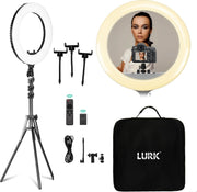 LURK® Ringlamp set PRO 18 inch - Verstelbaar statief & afstandsbieding – LED Selfie Ring Of Light  - Geschikt voor smartphone en (actie)camera