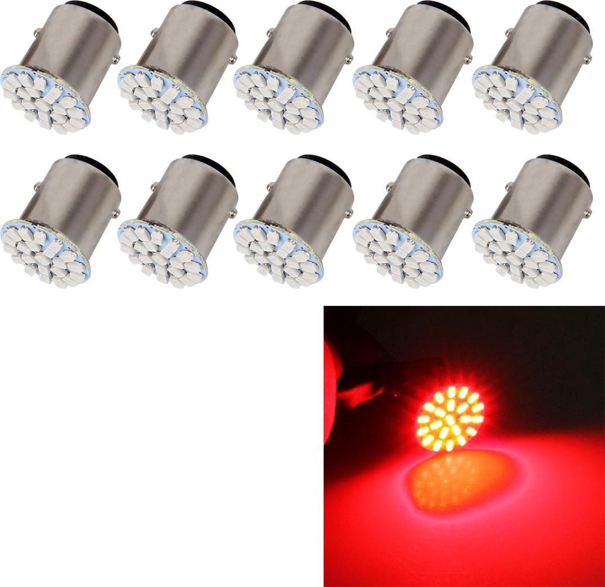10 STKS Auto Auto 1.2 W 1157 BAY15D 22-LED-lampen Remlicht