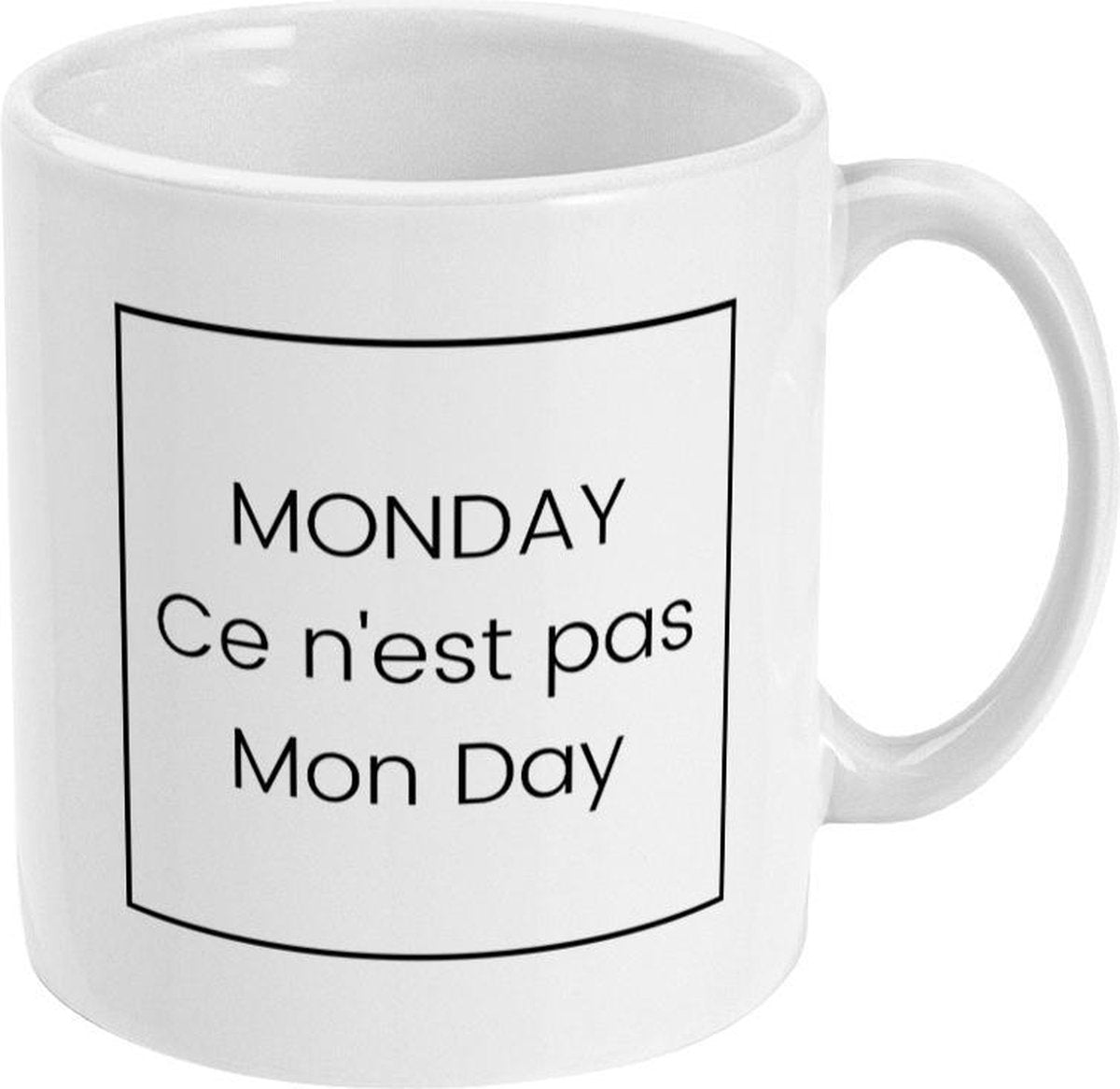 MUGZ - Ce N'est Pas - Mok - Theemok - Koffiemok - Theebeker - Koffiebeker - Monday Ce N'est Pas Mon Day Black