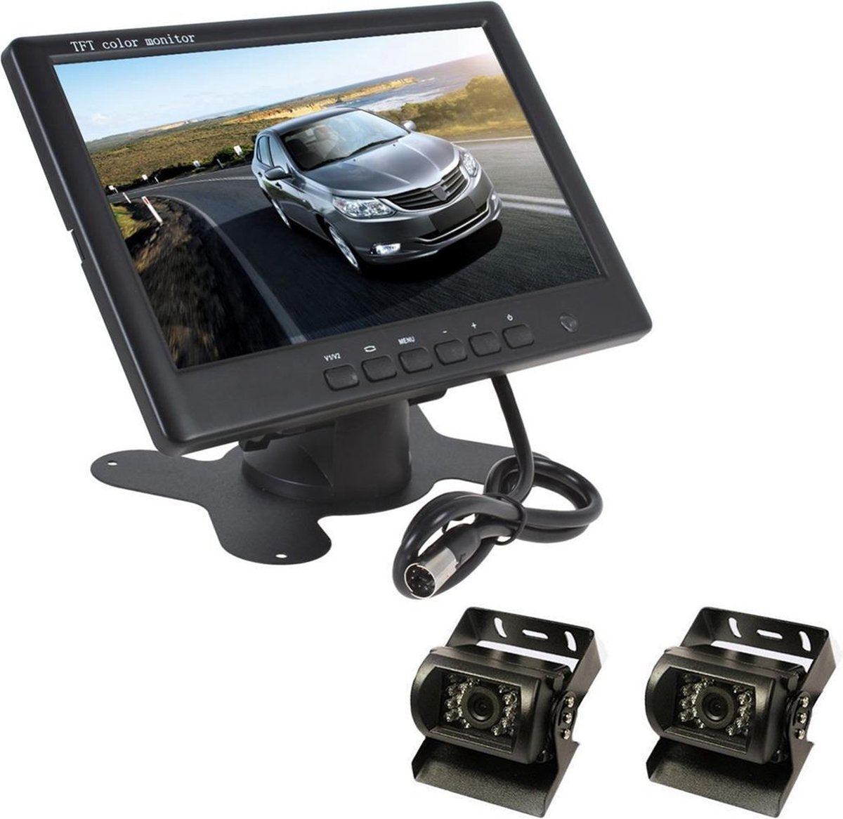 PZ-607-2 Bedraade achteruitrijcamera Dual Backup Camera en Monitor Infrarood Nachtzicht Achteruitrijcamera met 7 inch HD Monitor