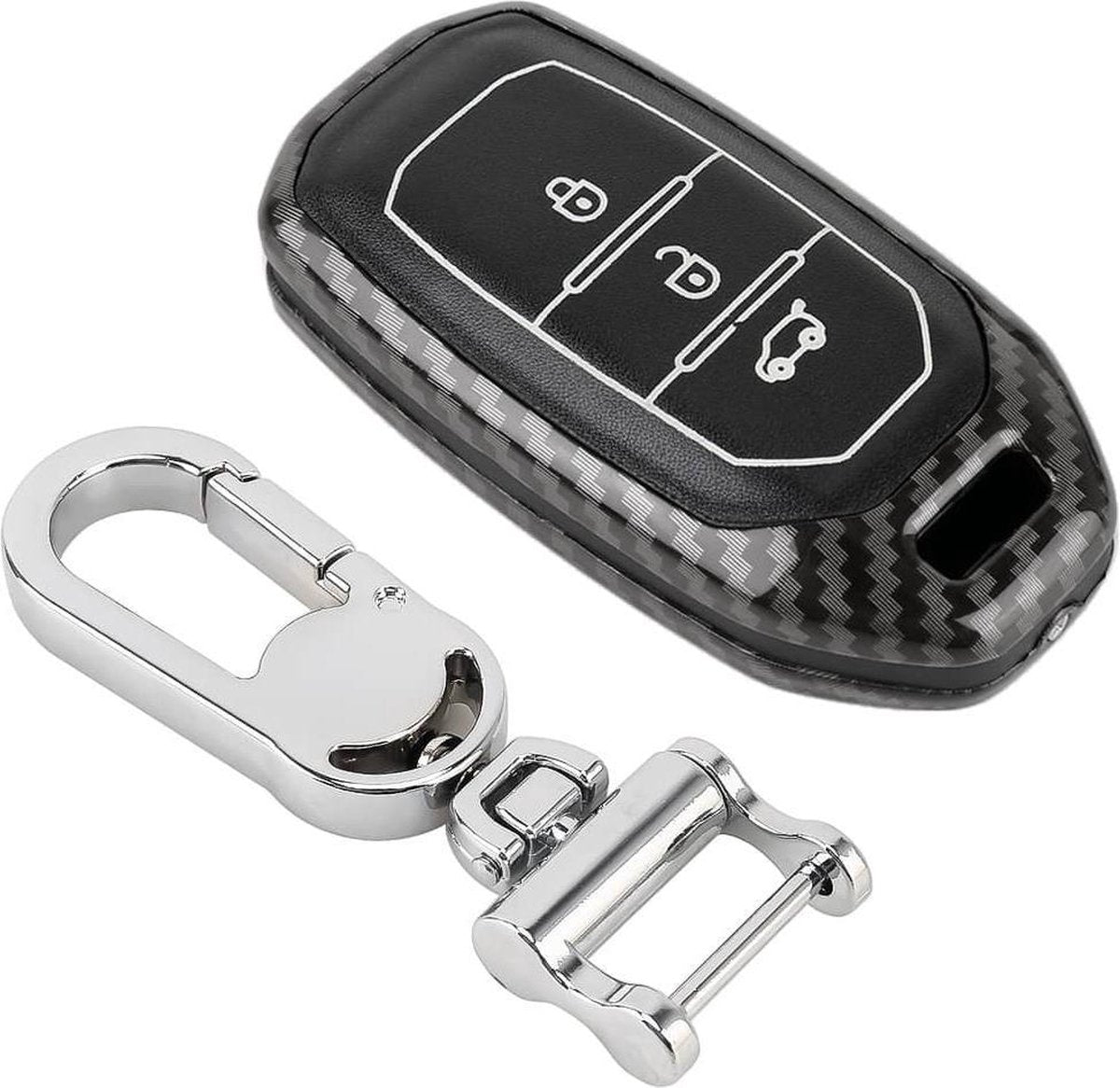 Koolstofvezel textuur autosleutel beschermhoes voor Ford Territory Smart (zwart)