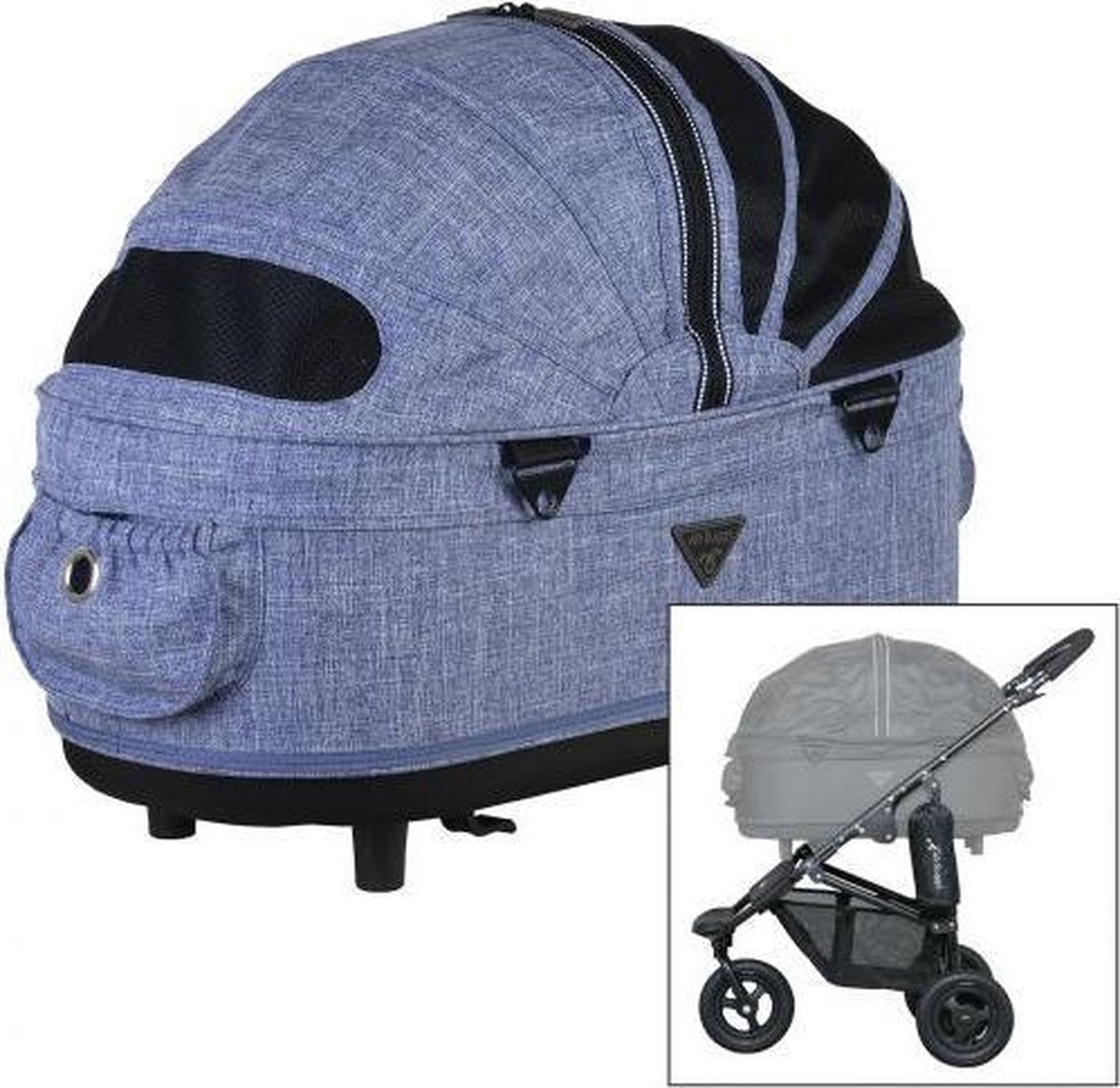 Airbuggy hondenbuggy dome2 m met rem gemeleerd denim 67x33x51 cm / 96x53