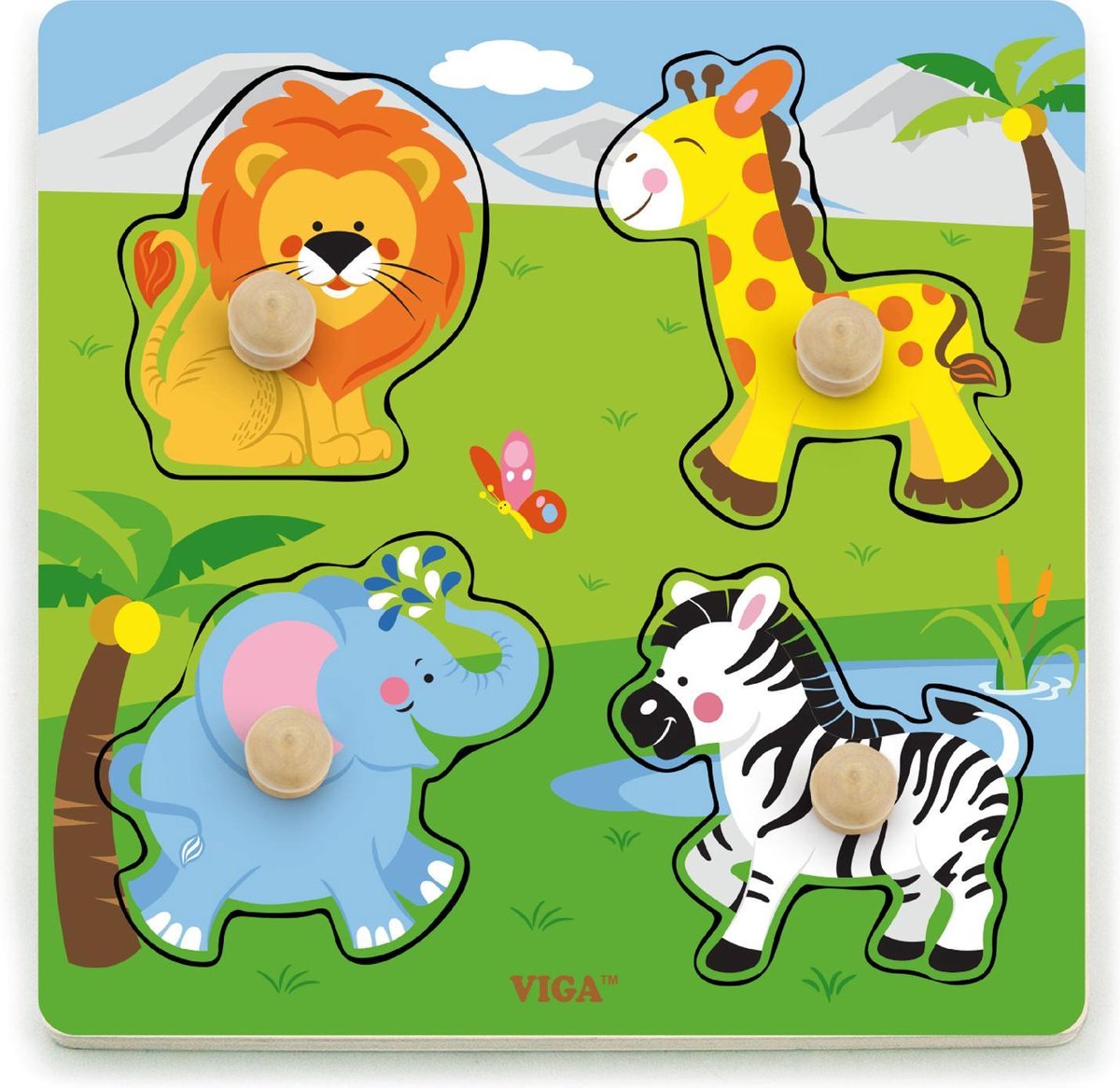 Viga Toys - Vormenpuzzel Safaridieren