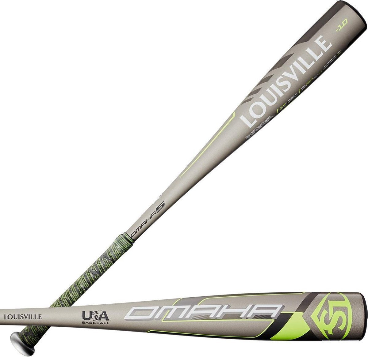 Louisville - Honkbal - Honkbalknuppel - MLB - Omaha - USA Label - Aluminium - Kinderen - Grijs - 31 inch/21 ounce (-10)