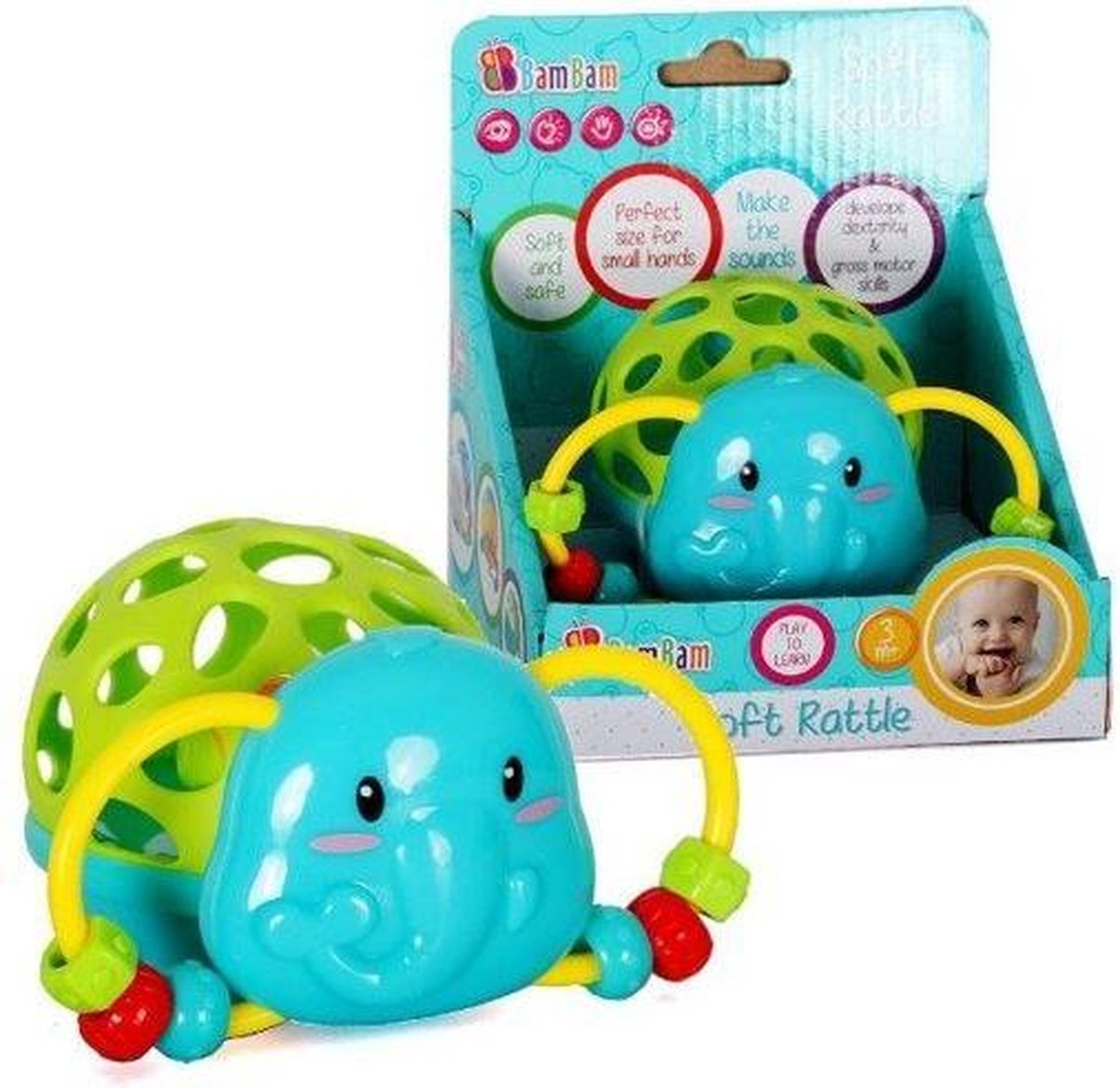 Bam Bam zachte rammelaar olifant - Speelgoed baby / peuter 6 maanden