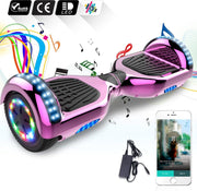 Evercross Hoverboard 6.5”| Flits Wielen | Bluetooth en LED verlichting | Roze Chroom