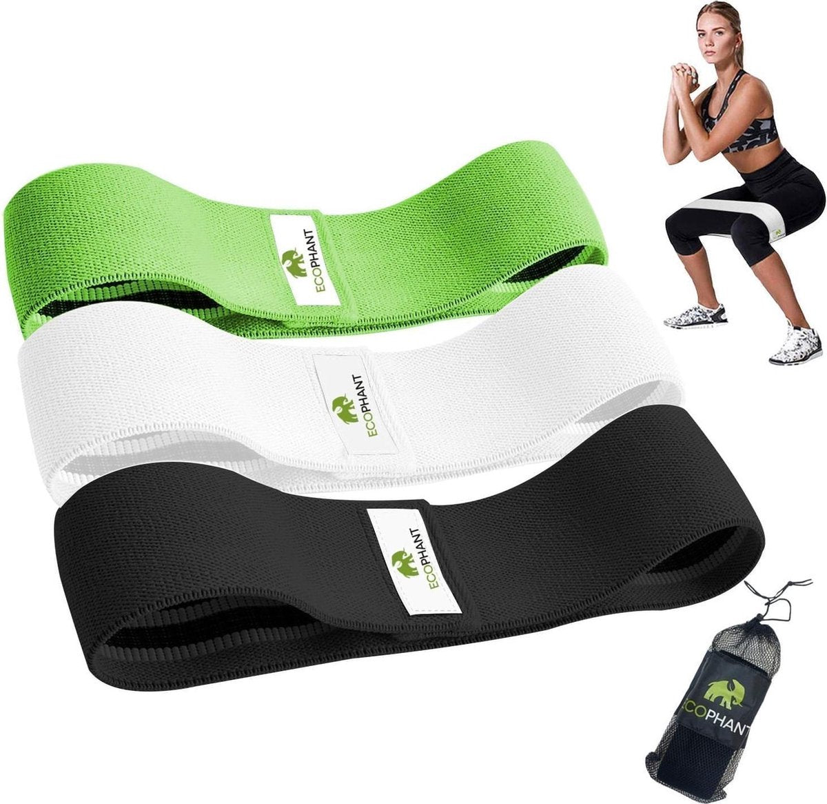 Ecophant Weerstandsbanden - Booty Band - Resistance band - Fitness elastiek - 3 Stuks