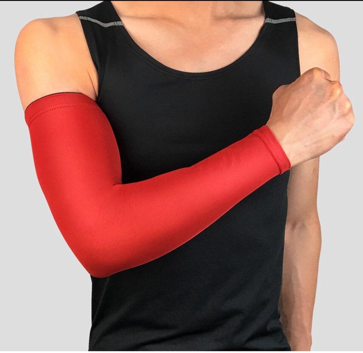 Set fiets armwarmers  ( 2 stuks ) – Rood - armstukken – cycling arm sleeves – armbeschermers – sport armmouwen - Maat M
