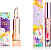 GLAMFOX Witch Flower Lipgloss + Lipstick 2 Stuks - 100% Echte Bloem - 24K Goudpoeder - Korean Skincare - Lip Plumper - Lip Plumping - Lipgloss Transparant - Lippenstift Langhoudend - Long Lasting -  Essence Make Up - Beauty - Make-up - Lip Makeup
