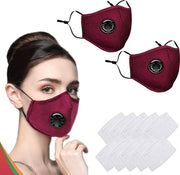 2 stuks Herbruikbare Mondkapje - Valve mondmasker Rood met 4 stuks vervangbaar  filters