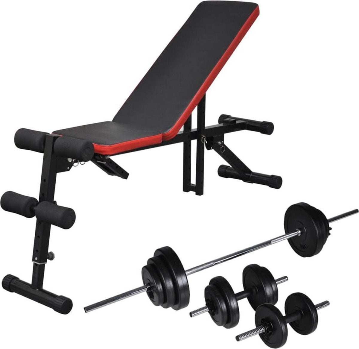 vidaXL Buikspierbank met halterset verstelbaar 30.5 kg