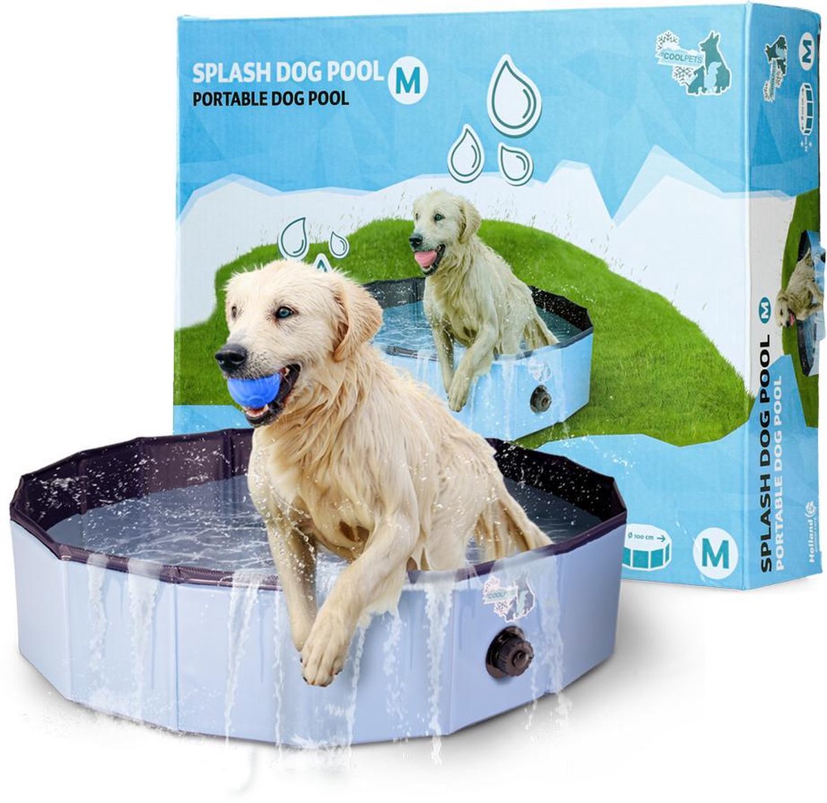 CoolPets Splash Dog Pool - Verkoelend zwembad voor honden - Spelenderwijs afkoelen - Verkrijgbaar in Small