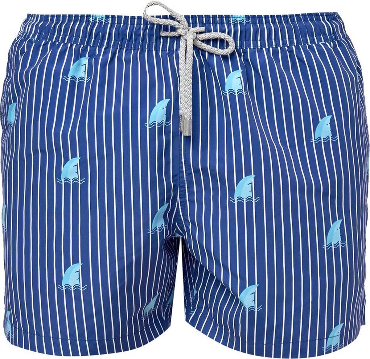 SHARK Sneldrogende Zwembroek Heren met Mesh Binnenbroek en Drie Zakken - Zachte en Comfortabele Zwemshort Heren / Zwembroeken Heren - Waterafstotende Zwembroek Mannen / Herenmode van Premium Stof - Blauw - Grijs - L (EU 44)