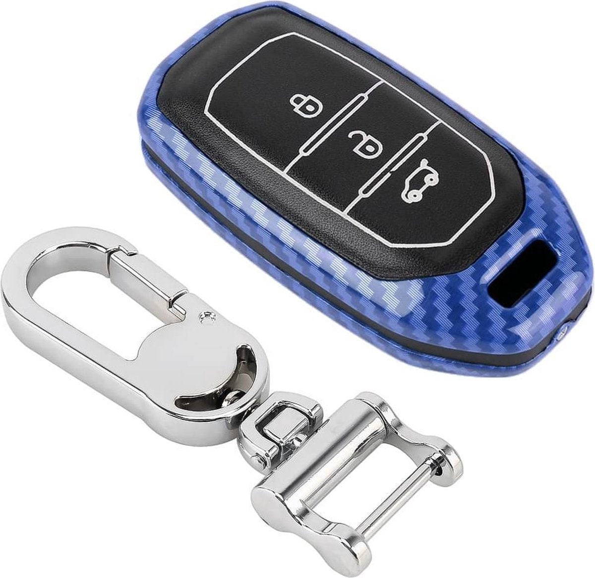 Koolstofvezel textuur autosleutel beschermhoes voor Ford Territory Smart (blauw)