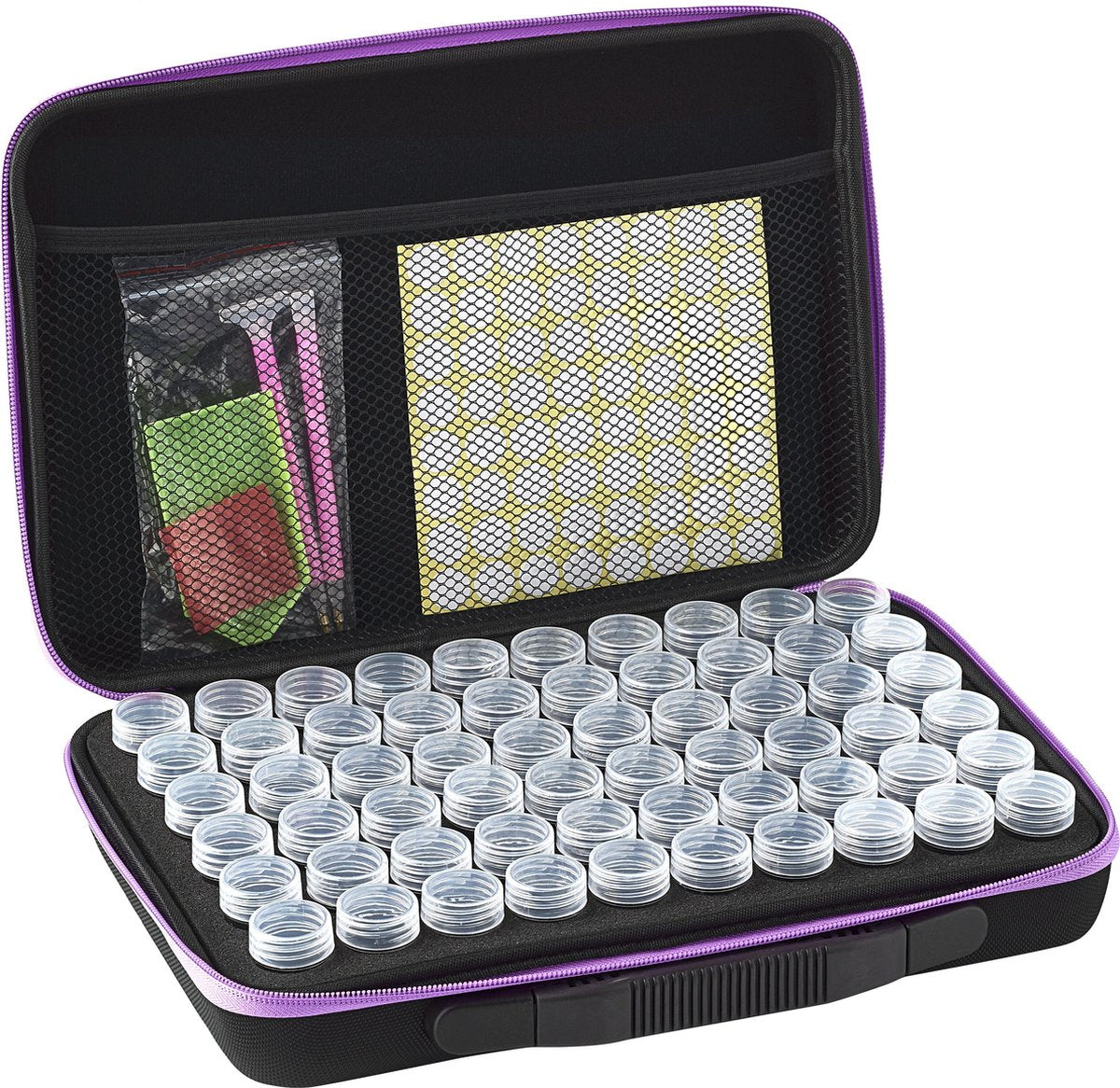 Diamond Painting Opbergdoos - Sorteerkoffer - 60 Potjes - Incl. Toolkit - Paars