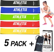 Athletix® - Weerstandsbanden Set van 5 - Met Gratis Draagtas en Oefeningen
