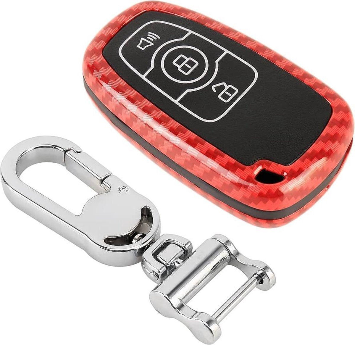 Koolstofvezel textuur autosleutel beschermhoes voor Haval H6 (rood)