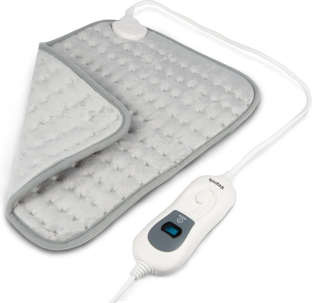 LifeGoods Elektrisch Verwarmings Kussen voor Rug/Nek/Schouders/Buik - Wasbaar Warmte Verwarmingsmat - Heating Pad - 40x30 cm - Grijs