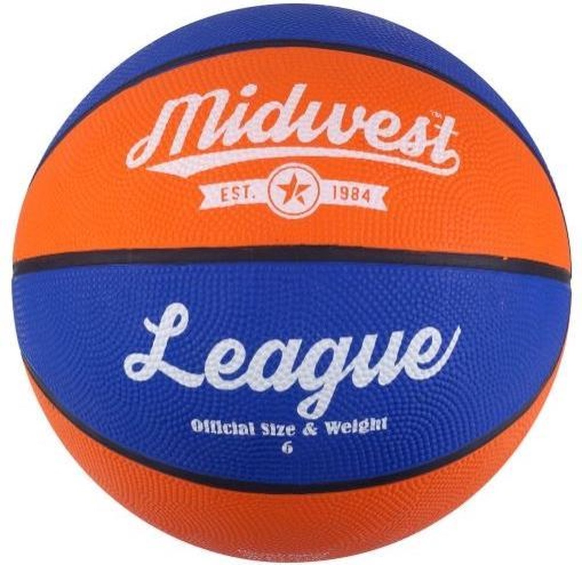 Midwest Basketbal League Rubber Blauw/oranje Maat 6