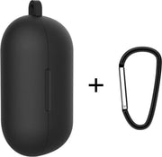 Luxe Siliconen Hoesje Voor Samsung Galaxy Buds (2019) / Galaxy Buds+ Plus (2020/2021) Draadloze Oordopjes - Soft Case Cover Protector - Travel Beschermhoes - Reis Opberghoes Shell Beschermer Hoes - Met Musketon Haakje - Zwart