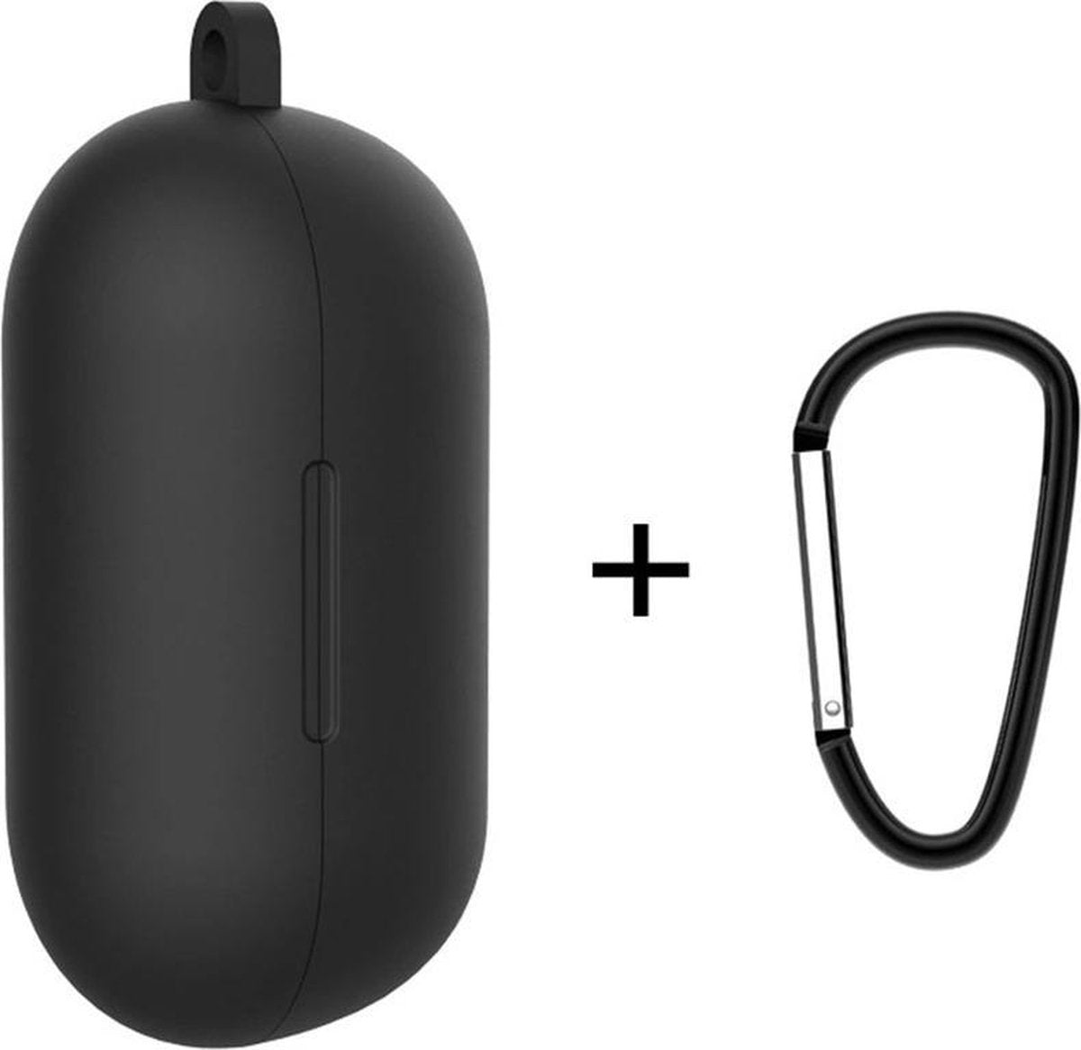 Luxe Siliconen Hoesje Voor Samsung Galaxy Buds (2019) / Galaxy Buds+ Plus (2020/2021) Draadloze Oordopjes - Soft Case Cover Protector - Travel Beschermhoes - Reis Opberghoes Shell Beschermer Hoes - Met Musketon Haakje - Zwart