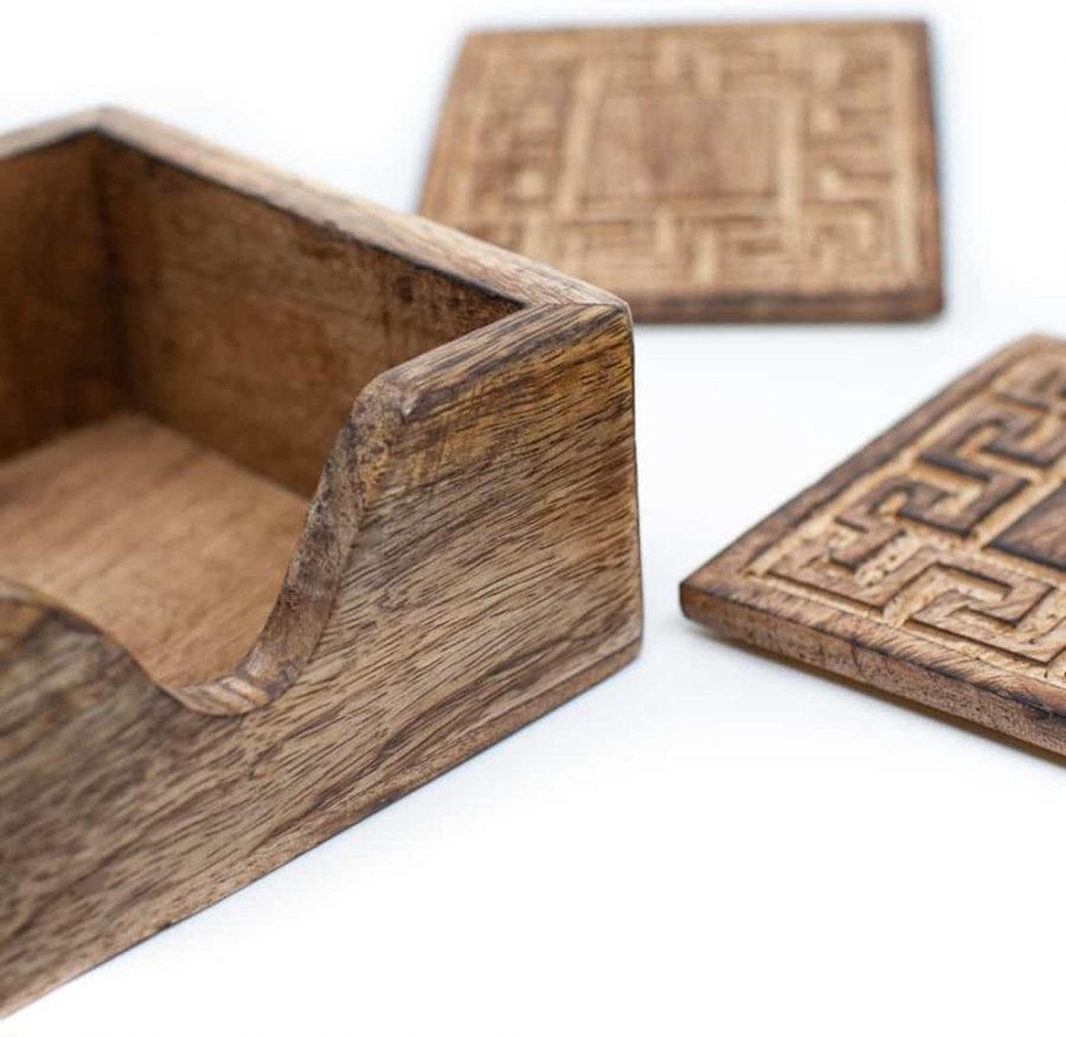 Duurzaam Hout Onderzetters Geometrisch (Set van 6)