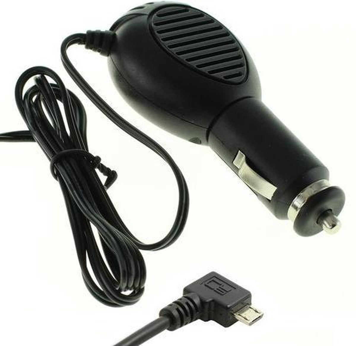 VHBW USB Micro B autolader met vaste kabel en haakse connector (naar rechts) - 1A / zwart - 1