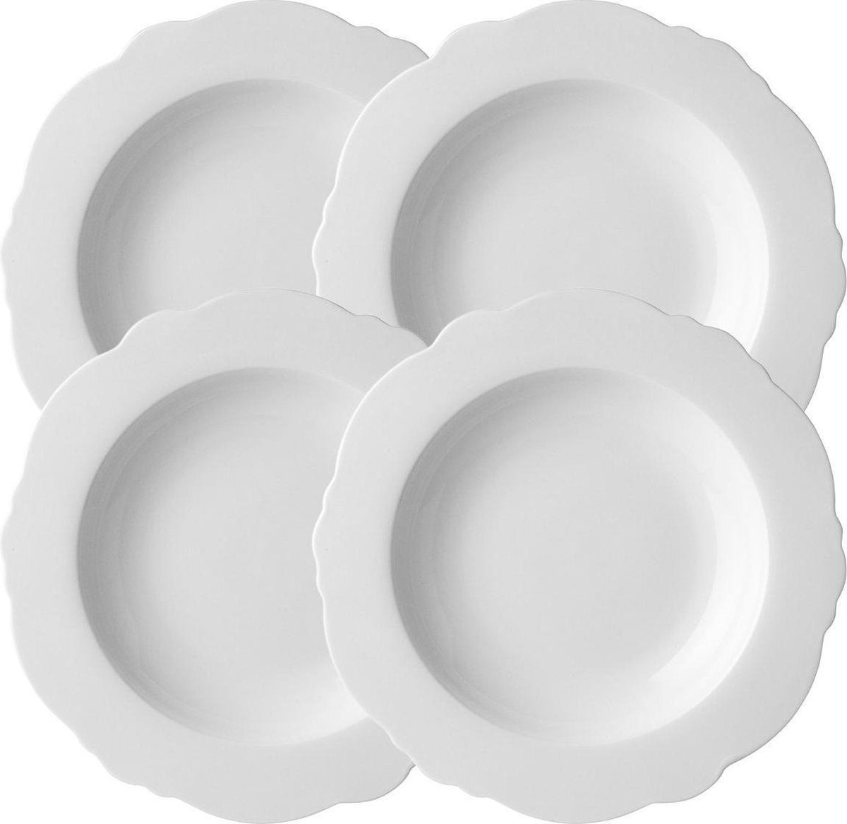 Dutch Rose Loft Set 4 Zwart-Wit Diep Bord Schulprand 23 cm