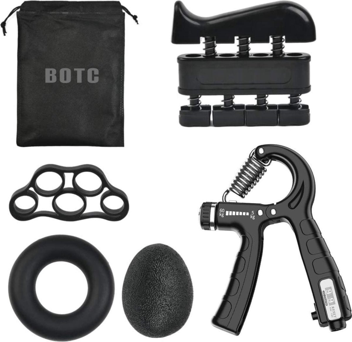 BOTC® Verstelbare Handtrainer set - Handtrainer set met Hardloopriem - 5 tot 60 KG - Vingertrainer - Grip Trainer
