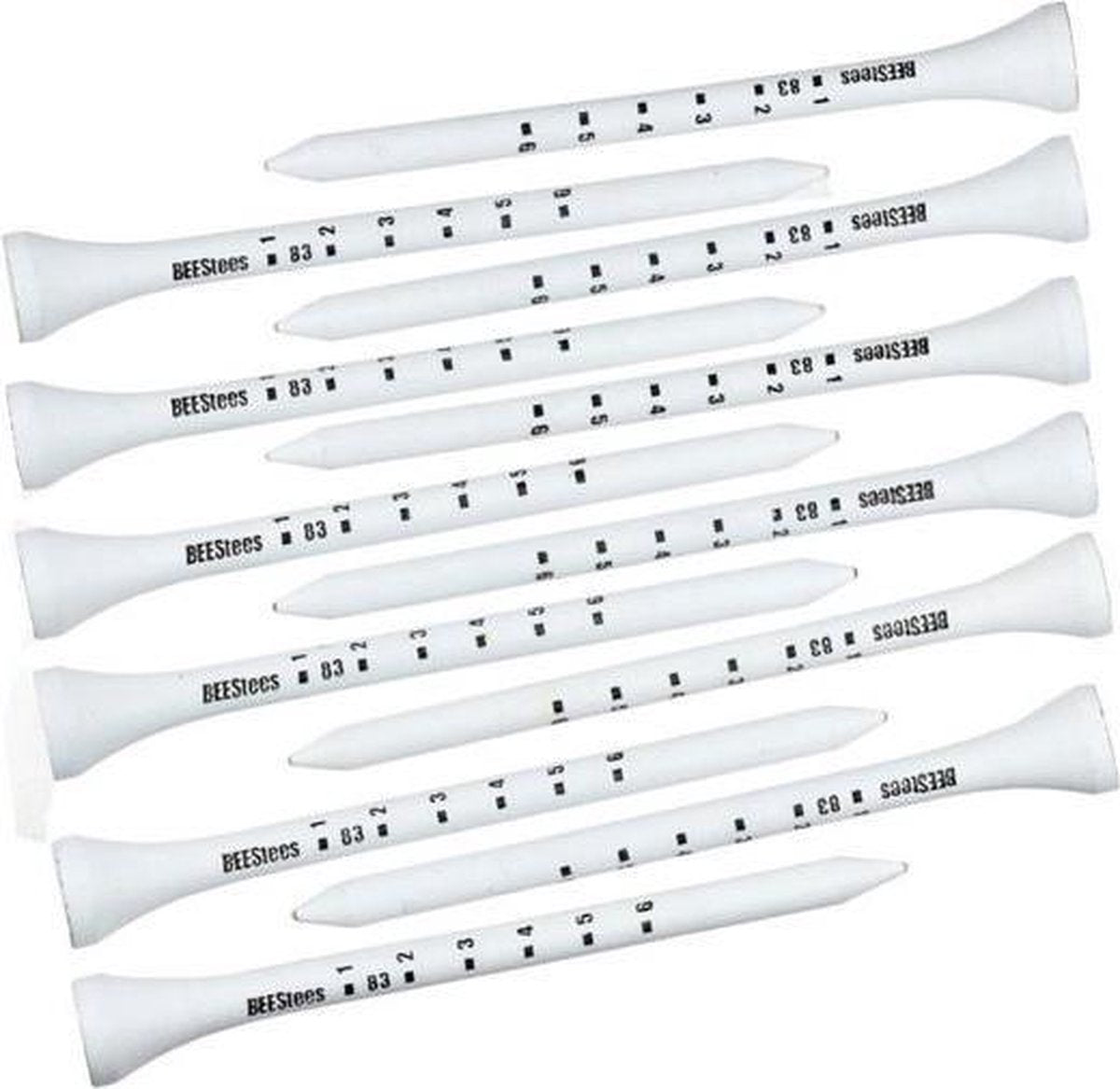 Firsttee - 100 STUKS - MAATSTREPEN - XXL - Witte houten Tees - 83 mm - Golftees - Tee Hout - Golftee - Golfballen - Golf accessoires - Sport - Training - Golftrainingsmateriaal - Trolley - Cadeau - Golfset - Trainingsmaterialen - Net - Mat afslaan